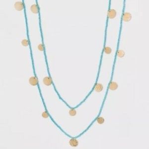 Sugarfix by BaubleBar Turquoise Beaded Coin Necklace NWT
